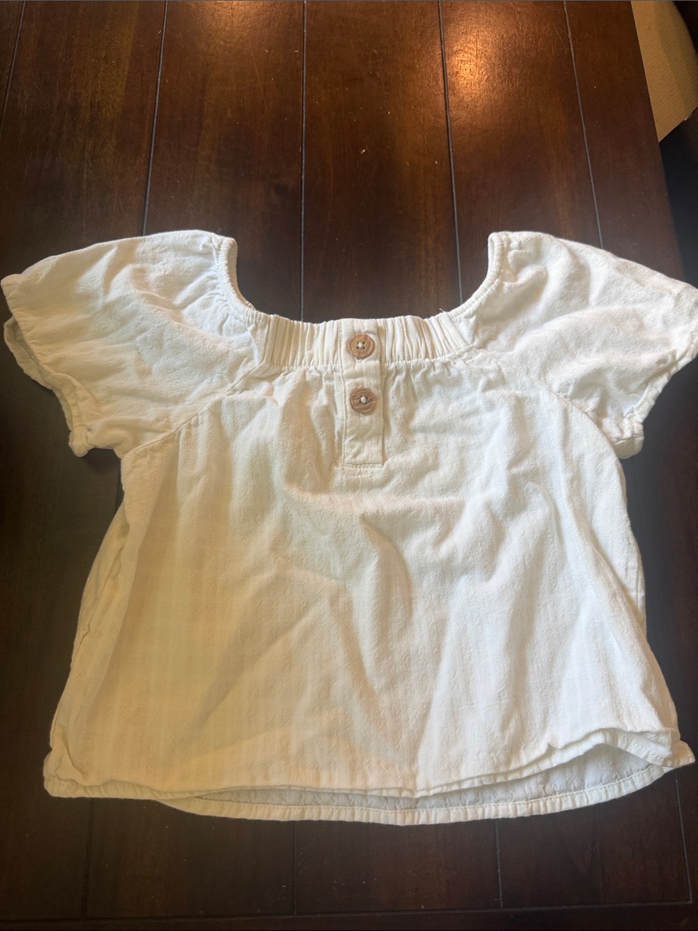 Easy Peasy Girls' Cream Off-Shoulder Button-Front Top 4T